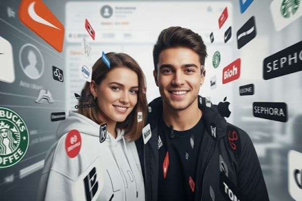 Influencer and brand manager collaborating
